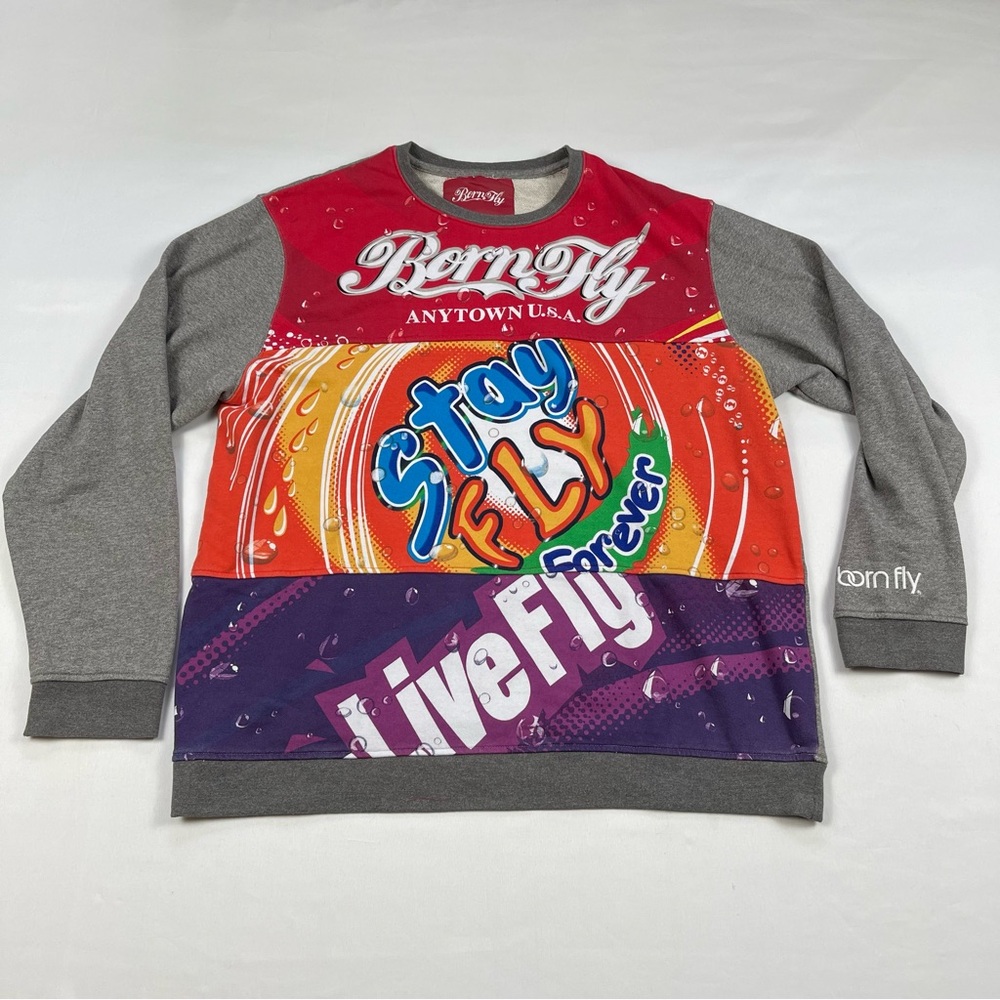 Born Fly Adult Casual Logo Mens  Graphic Sweatshirt Pullover  Size: 3XL